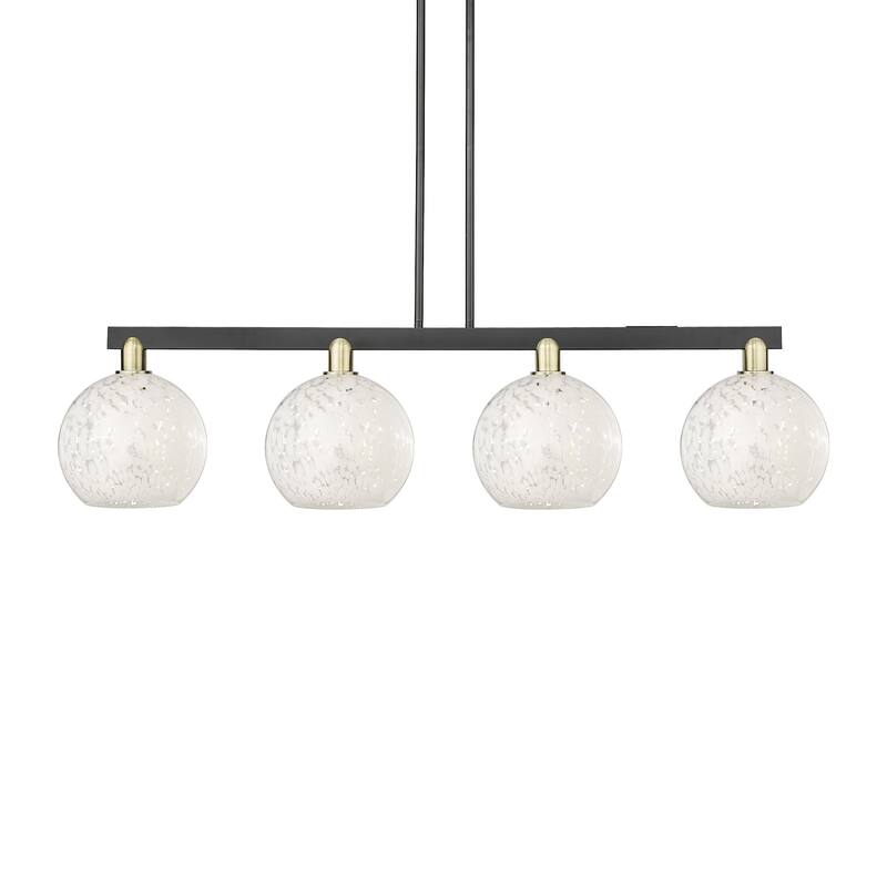 Innovations Lighting 716-4I-13-53 White Mouchette Linear White - Black Antique Brass / White Mouchette