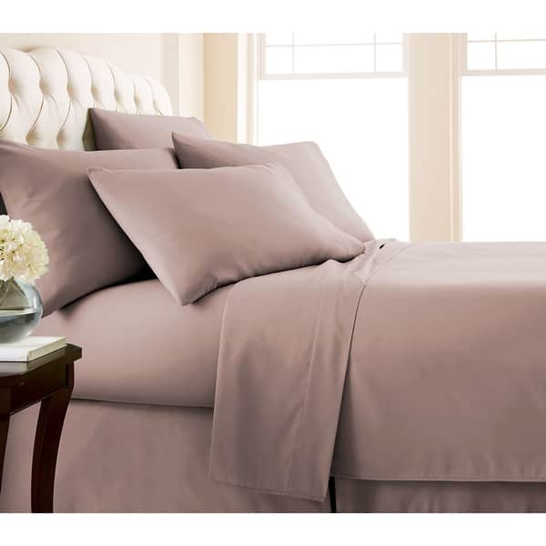 No-slip Ultra-soft Deep Pocket 6-piece Bed Sheet Set - Split King - muted mauve