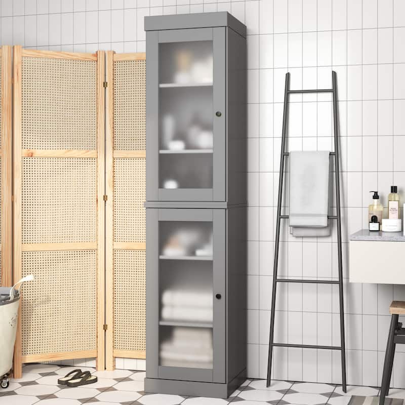 100% Solid Wood 16.5" Bathroom Cabinet with Optional Doors by Palace Imports - Gray-Frosted