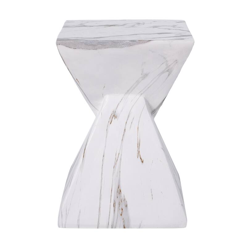 Christopher Knight Home - Modern Indoor/Outdoor 18.5"H Geometric Faux Marble MgO Accent Side Table with Sculptural Fluted Design