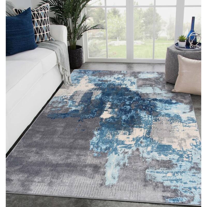 Luxe Weavers Distressed Abstract Area Rug - 4' x 5' - Gray