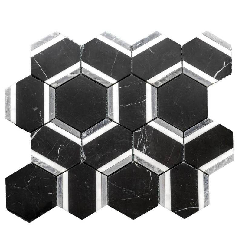 The Tile Life Pelta Orb 13x11 Hexagon Marble Floor, Wall & Backsplash Tile