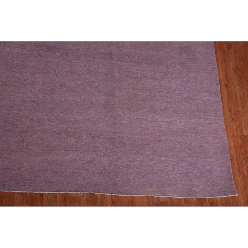 Hand Knotted Oriental 100% Wool Carpet Modern Solid Purples Gabbeh Area Rug - 12' 2'' X 11' 11''