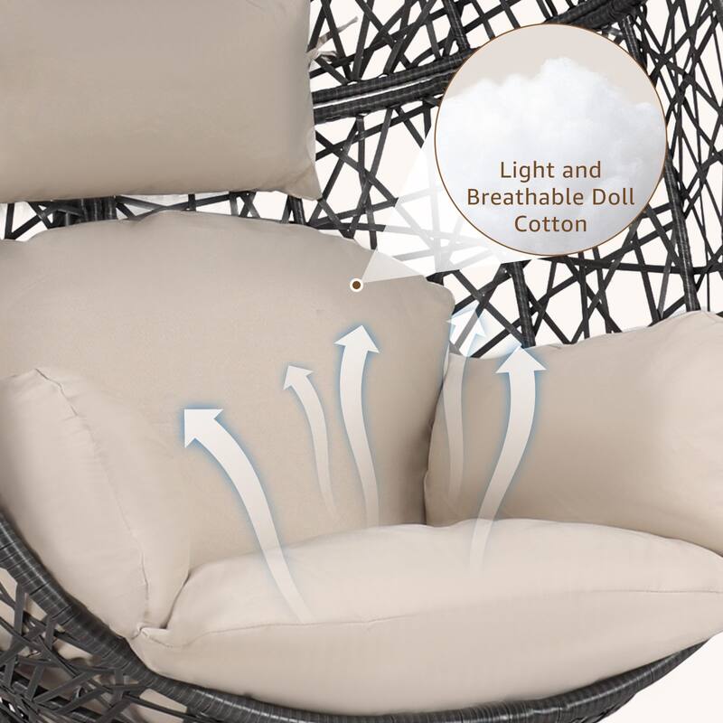 Oversized Egg Chair with Stand, 460 lbs Heavy-Duty Outdoor/Indoor Wicker Hanging Basket Chair