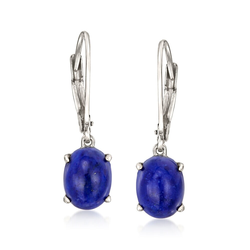 Pinctore 925 Sterling Silver, Lapis Lazuli Gemstone Dangle And Drop Earrings