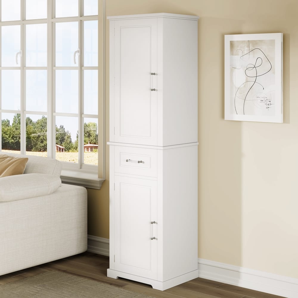 GDFStudio - Jasper Tall Freestanding Bathroom Storage Cabinet with Two-Sized Doors and Adjustable Shelves