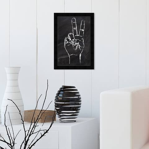 Oliver Gal 'Peace Out' Symbols and Objects Wall Art Framed Print Silhouettes - Black, White