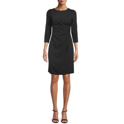 Anne Klein Womens Ruched Sheath Dress,, Black, 6