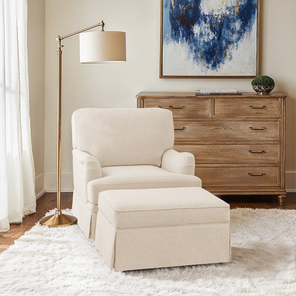 Swivel Fabric Single Sofa with a Removable Storage Ottoman, Living Room Accent Chair Set with Ottoman