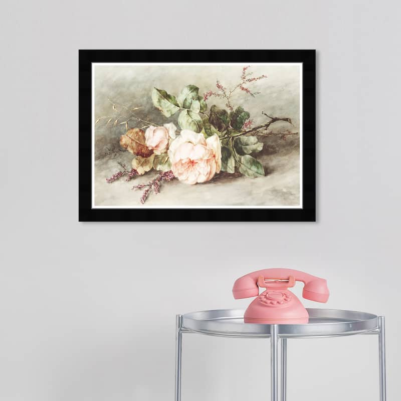 Wynwood Studio Prints Floral and Botanical Soft Bouquet Green and Traditional Wall Art Canvas Print - Black