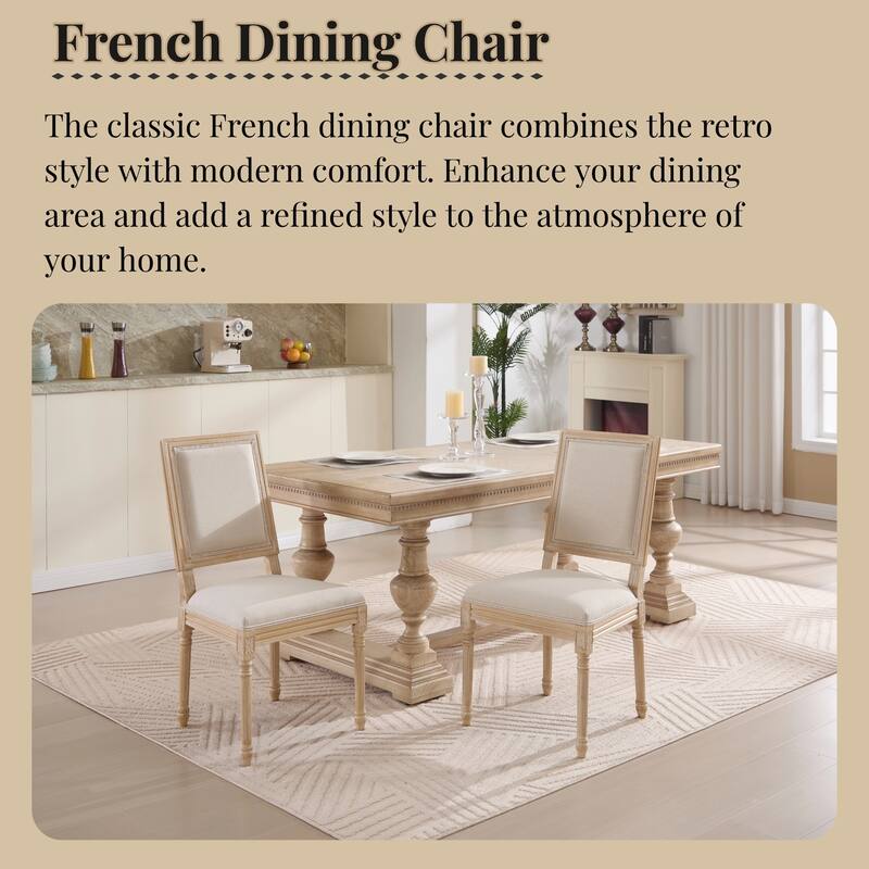 French Country Wire Drawing & Carving Techniques Dining Chairs with Backrest (Set of 2)