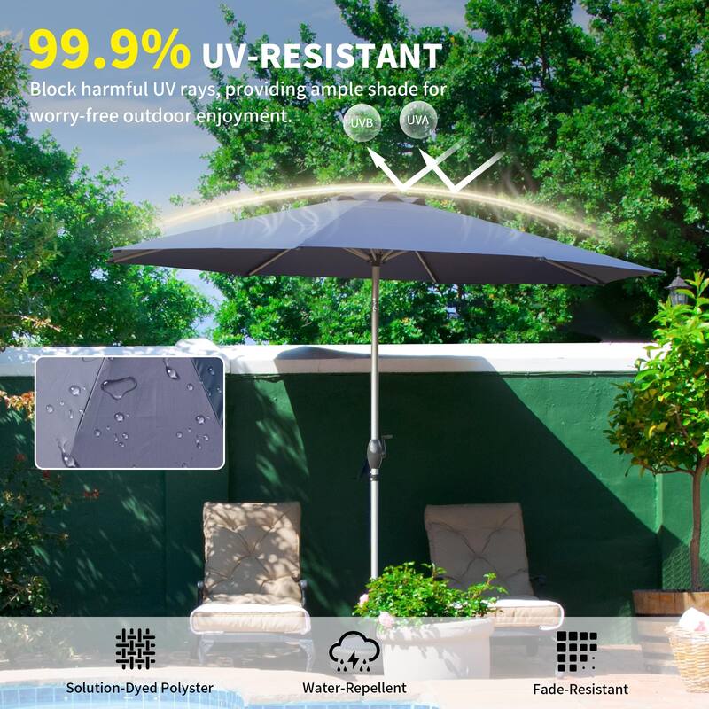 Patio Umbrella Outdoor Table Umbrella with Button Tilt Crank UV Protection Waterproof and 8 Ribs for Garden Patio, Backyard