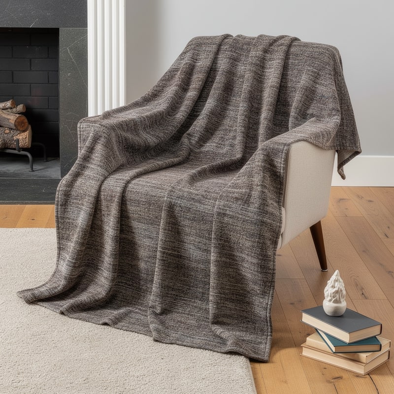 HomeRoots 50" X 70" Brown And Beige Abstract Microfiber Plush Throw Blanket - Throw - Beige/Brown