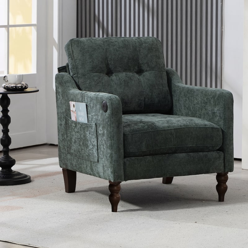 Accent Comfy Chenille Chair w/USB charging port
