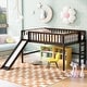 preview thumbnail 3 of 5, Espresso Full Size Low Loft Bed with Ladder and Slide