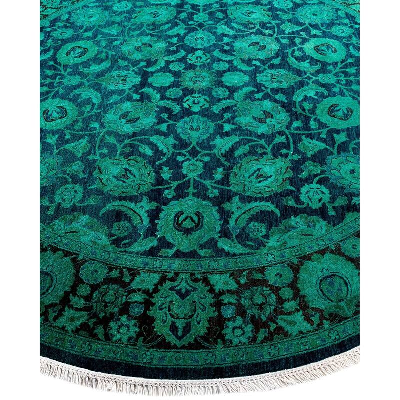 Fine Vibrance, One-of-a-Kind Hand-Knotted Area Rug - Green, 6' 1" x 6' 1" - 6' 1" x 6' 1"