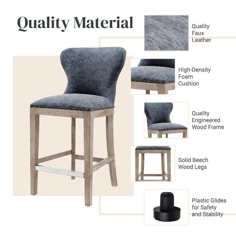 NPD Furniture Dorsey Brown and Grey Nubuck Counter Stool