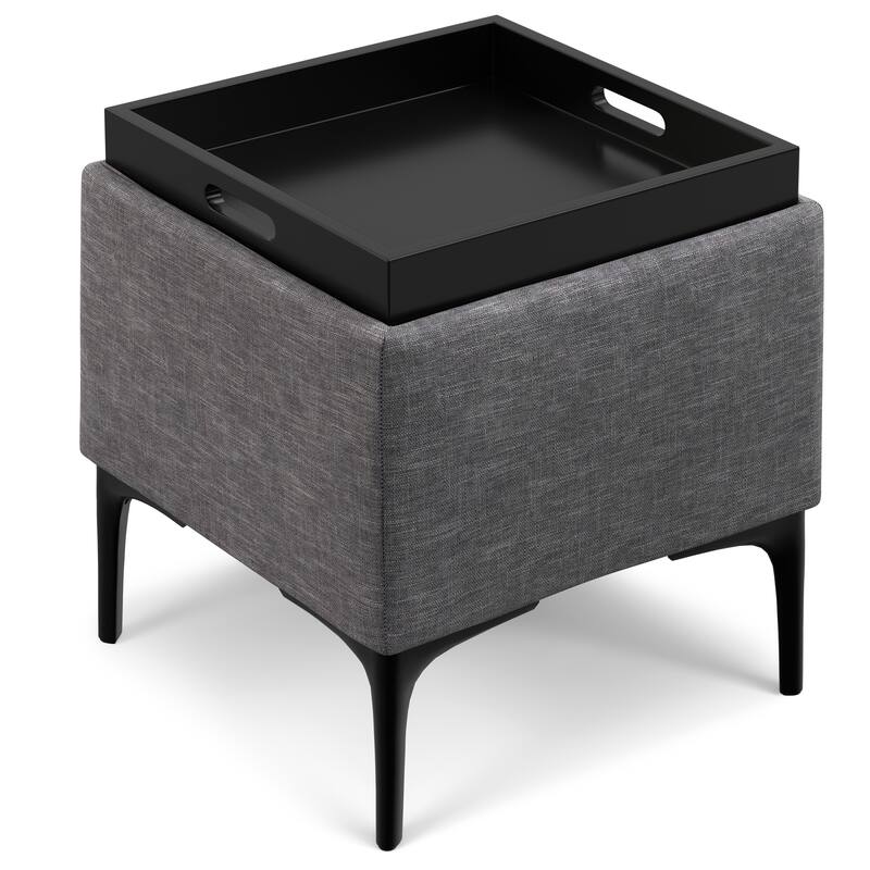 WYNDENHALL Evianna 18 inch Wide Contemporary Storage Ottoman with Tray