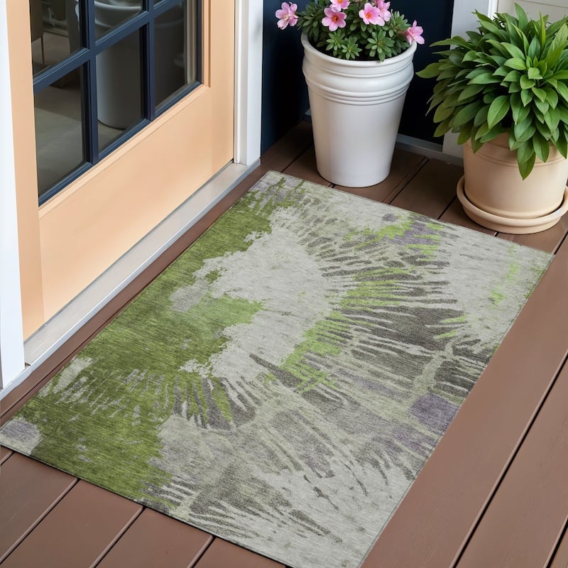 HomeRoots Abstract Transitional Rectangle Outdoor Rug - 3' x 5'