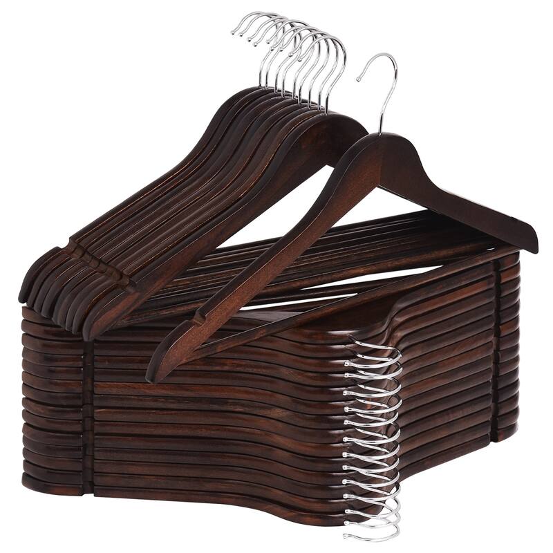 StorageWorks Wooden Clothes Hangers, Hangers for Coats, Shirts, Jackets, Pants, Suits - 30-pack - Walnut Color