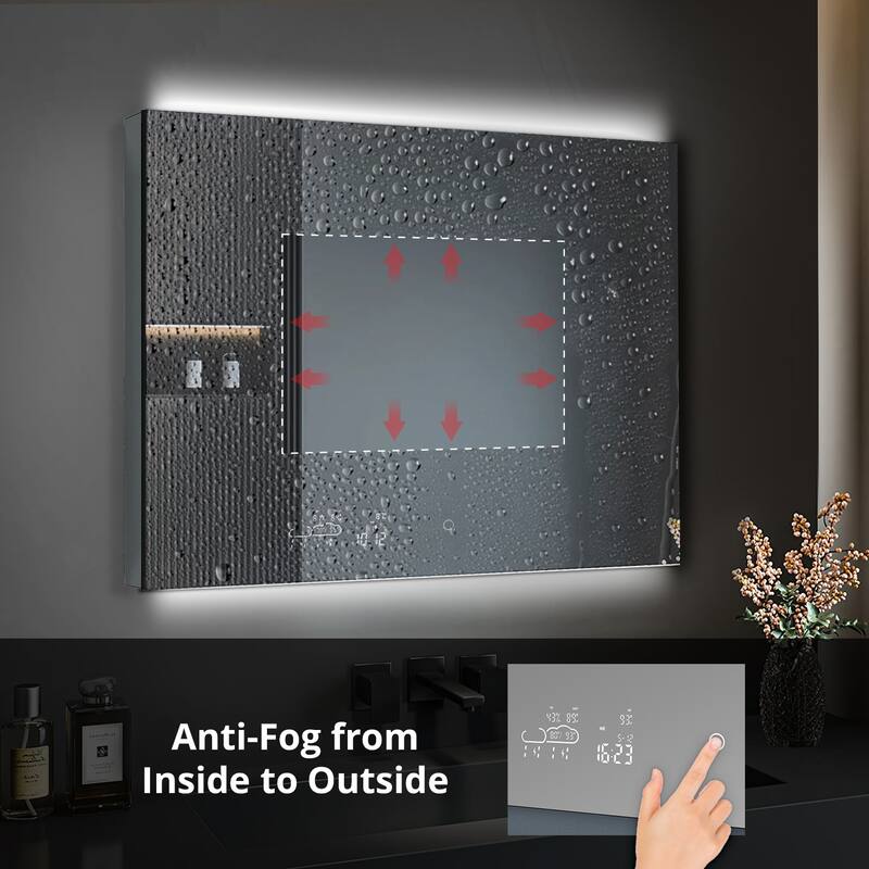 Savera 30 in. Surface-Mount LED Mirror Medicine Cabinet with Defogger