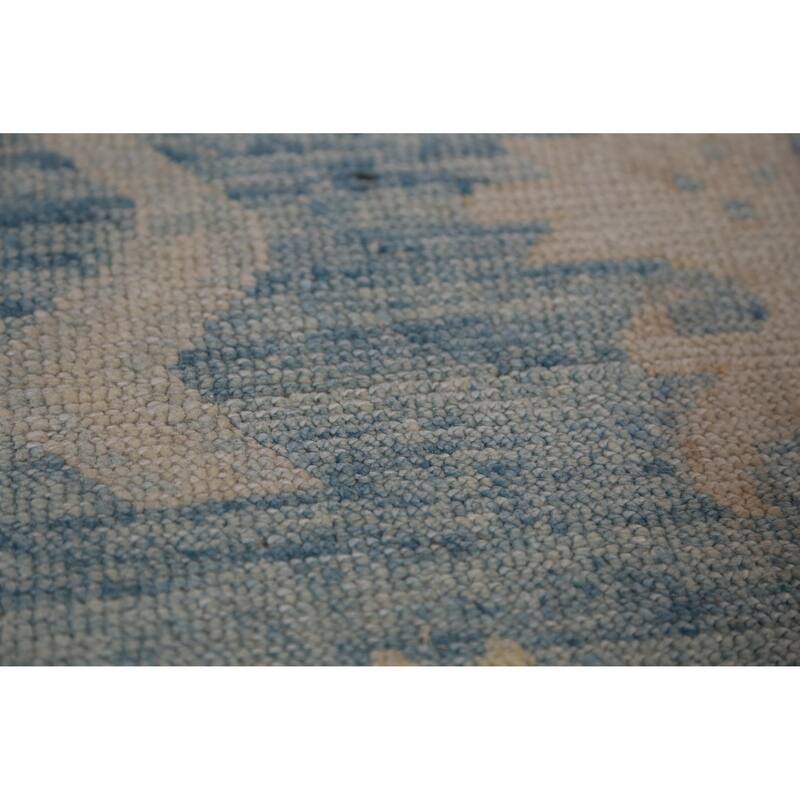 Hand Knotted Oriental 100% Wool Carpet Transitional All-Over Navy Blue & Blues Oushak Area Rug - 11' 5'' X 8' 3''