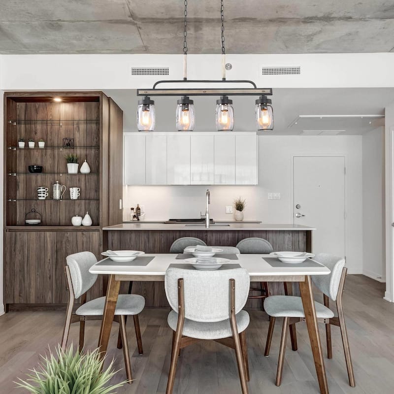 Modern Farmhouse 3/4-Light Mason Jar Glass Chandelier for Kitchen Island