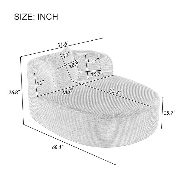 Modern Chaise Lounge Sofa Boneless Couch 51.6" Sofa Bed Compression Sofa Couch with Two Supportive Pillows for Living Room