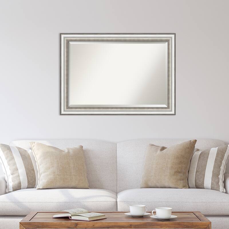 Beveled Wall Mirror - Salon Silver Frame - Salon Silver