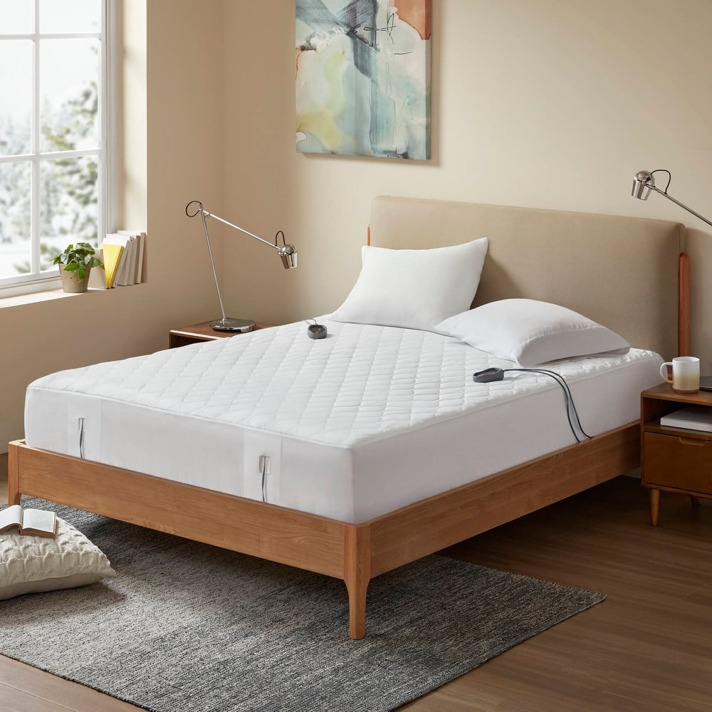 Beautyrest Heated Microfiber Mattress Pad with 3M Scotchgard - White