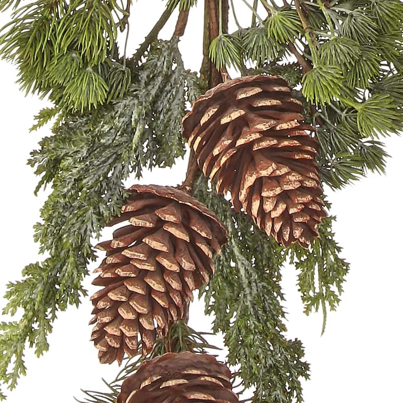 48" Natural Touch Pine Spruce W/Pinecones Garland - Green Brown - 48-Inch