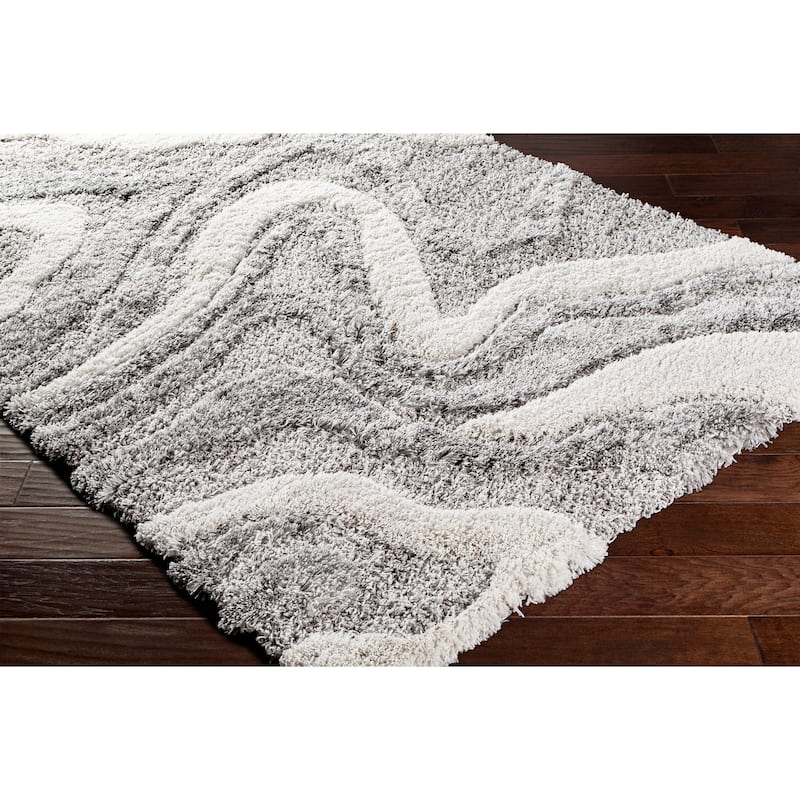 Livabliss Corinne Modern Swirl Plush Shag Area Rug