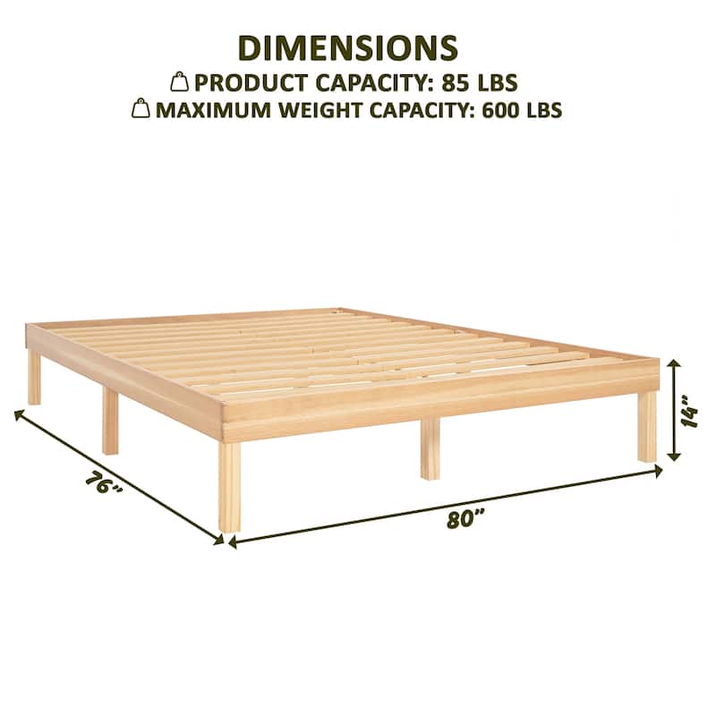 Solid Wood Platform Bed Twin Bed Frame Pine Wood Twin Platform Frame No Squeak