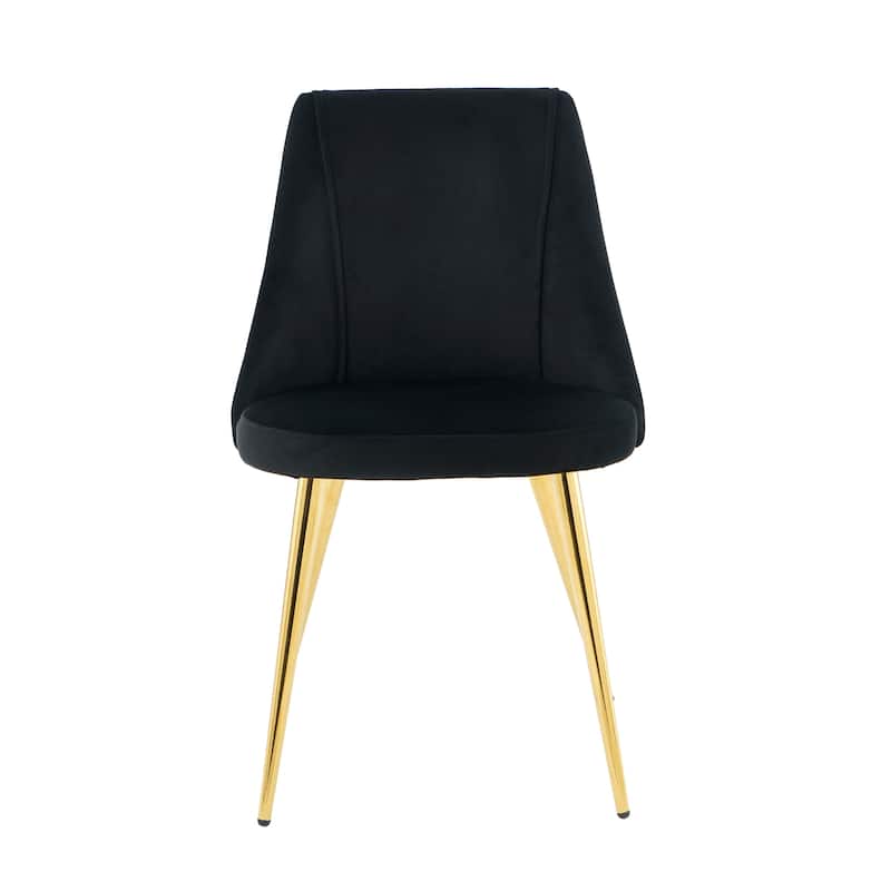 Modern simple velvet dining black chair home bedroom stool back dressing chair student desk chair metal legs(set of 4)
