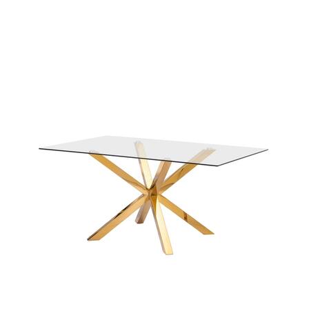 Best Quality Furniture Contemporary Gold Metal and Glass Dining Table