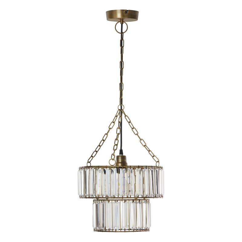 Octavius River of Goods Gold and Clear Metal and Glass Adjustable Drop Height 12-Inch Hanging Pendant Light