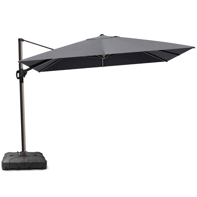 9 x 12 ft Outdoor Patio Cantilever Offset Umbrella with Heavy Duty Sand Water Fillable Base - Dark Grey