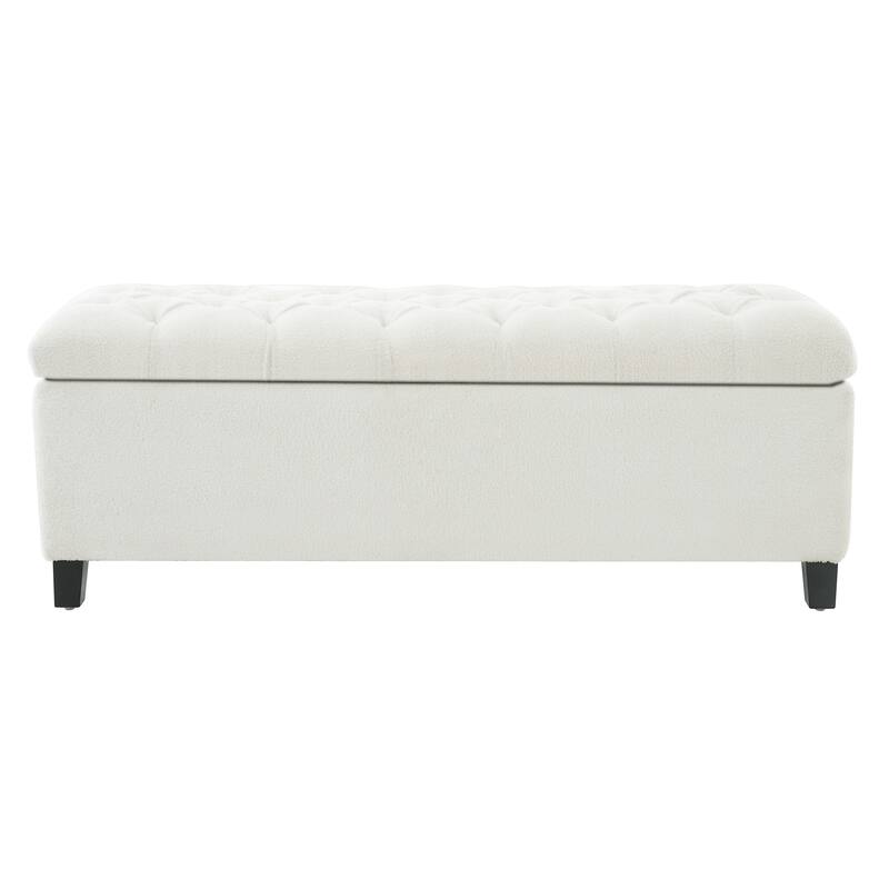 Ottoman Bench with Storage and Rubber Wood Legs