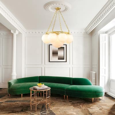 Glam 9-Light Cloud Glass Globe Bubble Round Chandelier - 28in Width