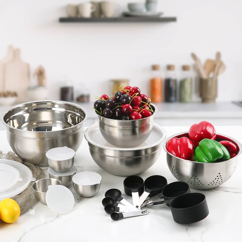23pcs Stainless Steel Mixing Bowl Set with Airtight Lids 1.5QT 3QT 5QT