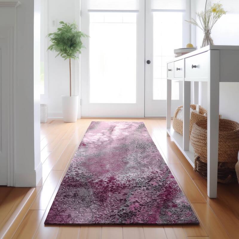 Premium Washable Super Soft Modern Abstract Mayfield Rug - Pink - 2' 3" x 7' 6" - Runner