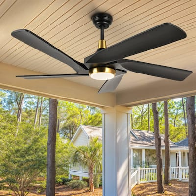 52" Ceiling Fan Lights With Remote Control and 5 Solid Wood Blades