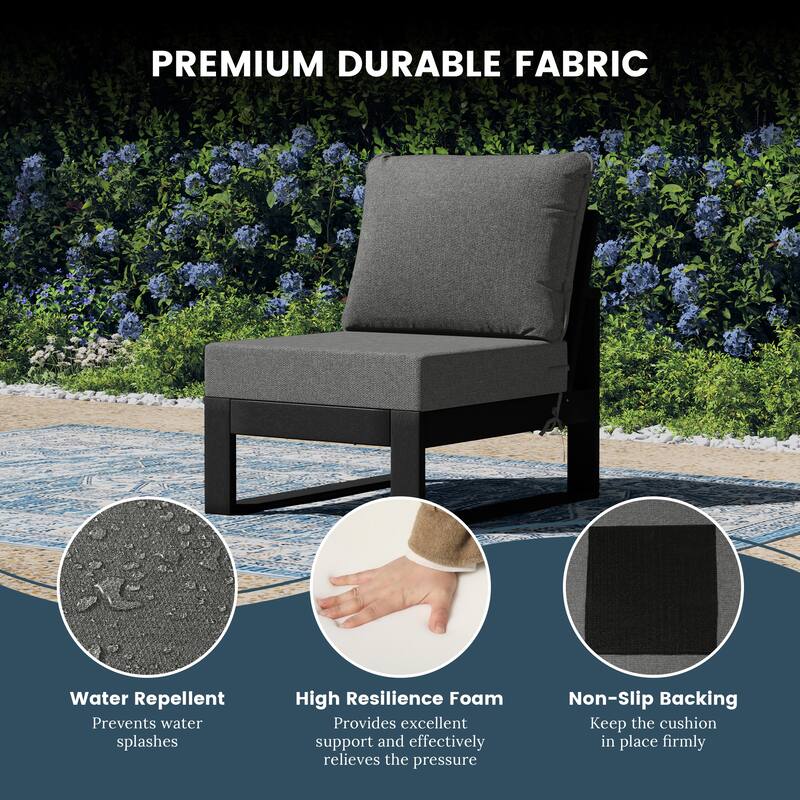 Endless Patio Deep Seating Armless Chair with Black Frame