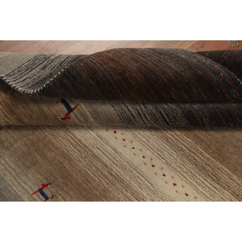 Hand Knotted Oriental 100% Wool Carpet Tribal Animal Pictorial Brown Gabbeh Area Rug - 5' 10'' X 4' 1''