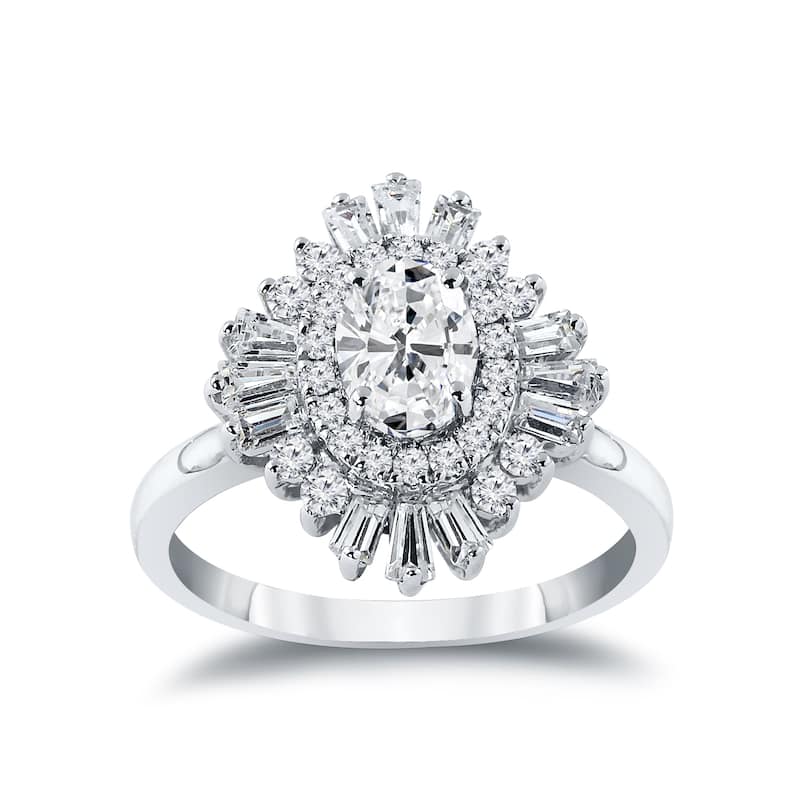 Auriya 14k Gold 1 1/4ctw Ballerina Halo Oval Diamond Engagement Ring Certified (H-I, SI1-SI2)