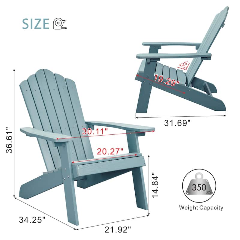 OVIOS Plastic Wood Adirondack Outdoor Patio Chair Set of 2