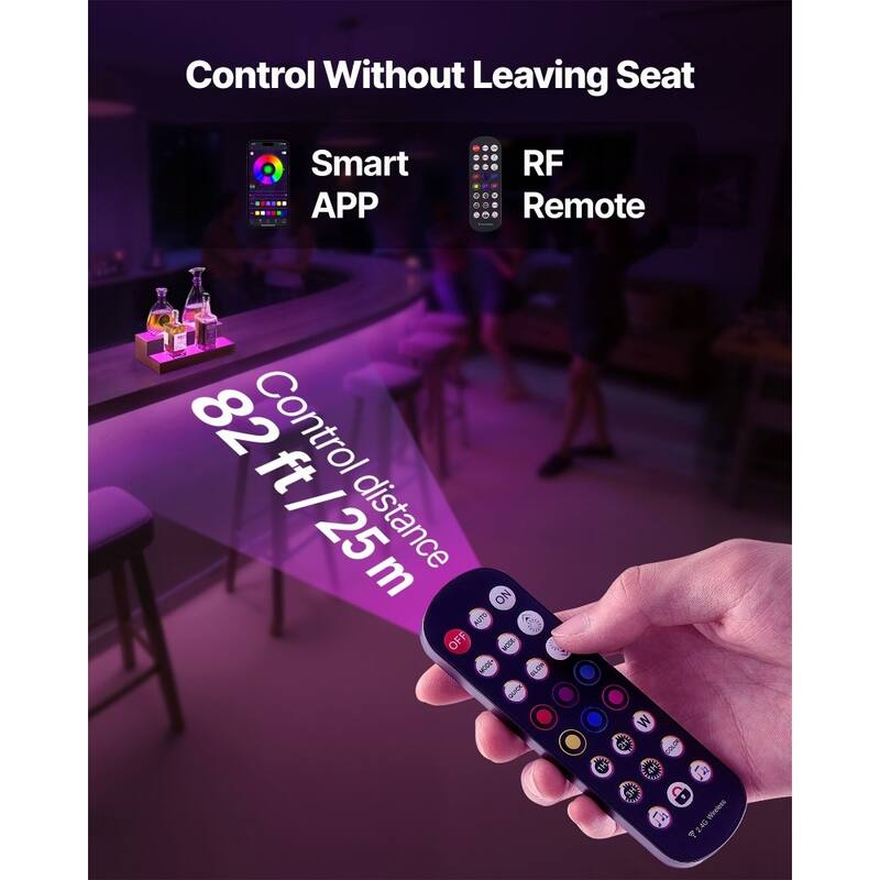 Multi-Color Acrylic and Pine Wood 2-Tier Wine Display Shelf with LED Lighting and Remote Control