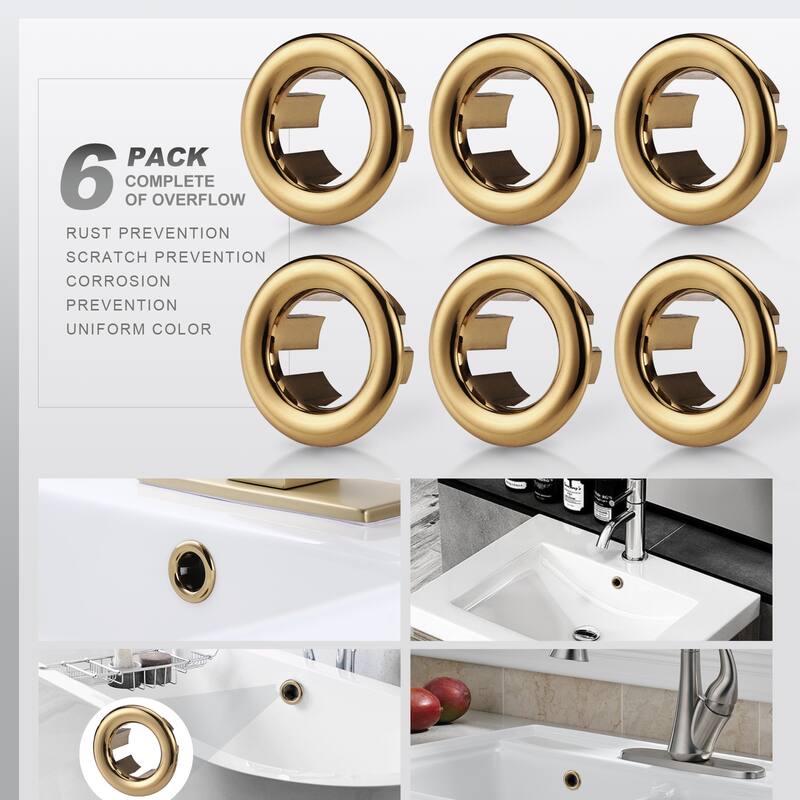 WOWOW 1.2 in. Sink Basin Trim Overflow Cover (6-Pack)
