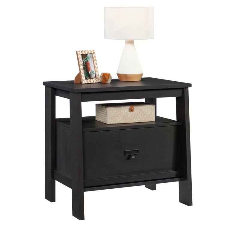 Wood Farmhouse Nightstand with 1 Drawer and Open Shelf