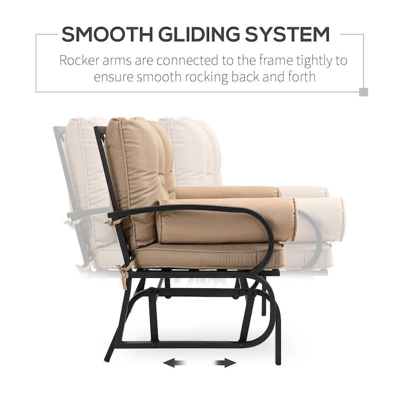 Outsunny 2-Person Outdoor Glider Bench, Patio Double Rocking Swing Loveseat with Steel Frame and Cushions